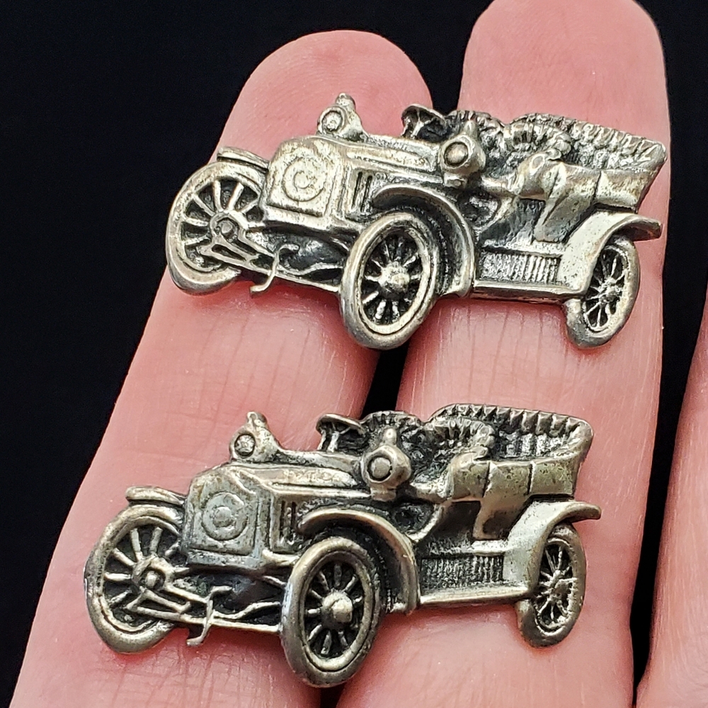 Sterling F&S Cufflinks Jalopy Model T Car Collectible Vintage Mid-century